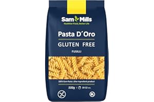 Sam Mills - Fusilli Sin Gluten - 1 paquete de 500 g - 100% Harina de Maíz - Fabricado en Instalaciones Sin Gluten - Mejora el Tránsito Intestinal - Ideal para Dietas Veganas