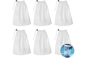 UTEFIF 6 Pezzi Sacchetto a Rete Fine per Pulizia Piscina, Filtro a Rete Sacchetto, con coulisse, per piscina Sucker per catturare foglie e piccola sporcizia