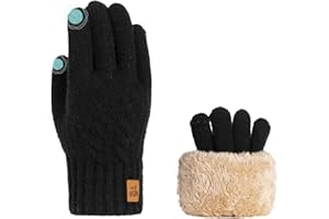JIAYOULC Kids Winter Thermal Fleece Lined Gloves Children Soft Warm Knit Touch Screen Gloves for Age 5-12 for Running Skiing Cycling Outdoor