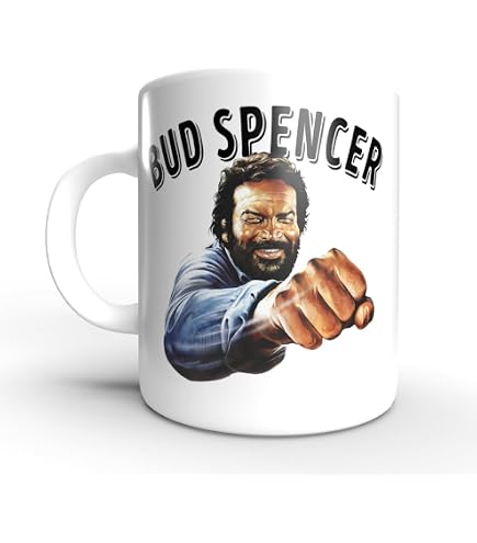 Bud Spencer Emaille-Becher 0,5L – Mit Spruch „Ohne Heu Kann Das Beste Pferd Nicht Furzen“ – Maße 9x9 Cm, Spülmaschinenfest