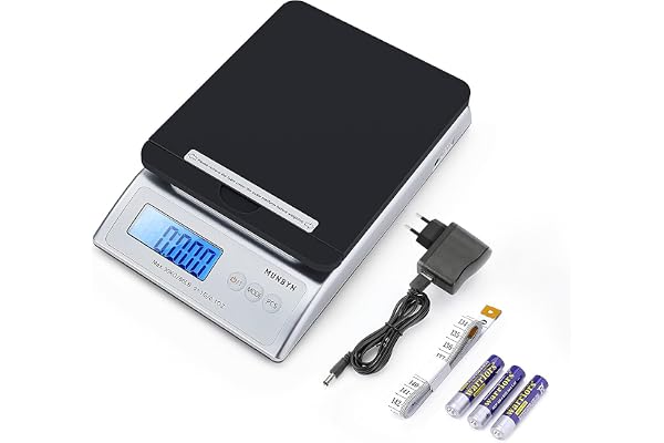 MUNBYN Pèse lettres/Pèse colis Numérique, 30 kg, Avec support colis Pliable, Précision 1g, Écran LCD Rétroéclairé, Fonction de Tare, Auto-arrêt, Balance Postales pour Colis, Lettres, Nourriture