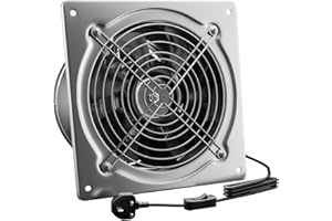 Hon&Guan 6 inch/150 mm Exhaust Fan Kitchen, Powerful Extractor Fan 525 m3/h with Backdraft Damper, Ventilation Fans Stainless Steel with UK Plug for Kitchen Restaurant Warehouse Garage Bathroom
