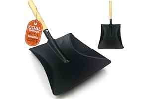TDBS THE DUSTPAN AND BRUSH STORE Strong Metal Coal Shovel Heavy Duty with Smooth Wooden Handle, Coal Bunker Ash Shovel Ideal for Fireplace Cleaning, Metal Shovel Compatible with Stiff or Soft Hand Brush for Ash, Coal, Home Fire Tools