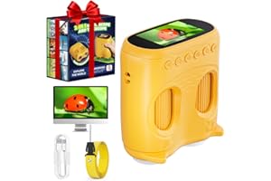 2-in-1 Digitales Mikroskop für Kinder und Teleskop, Temodu 4K 2.0" Bildschirm, 1000X USB tragbares Taschenmikroskop, Wiederaufladbares Tragbares Teleskop, Science draussen ab 3 Jahren (Orange)