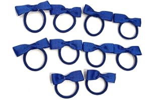 CAPRILITE 10 Bundle Set School Hair Bobbles for girls. Girls Toddlers Bow Elastic (Royal Blue)