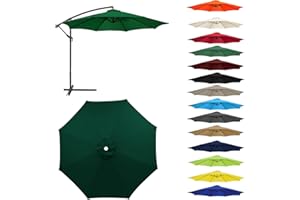 HonunGron Auvent De Remplacement pour Parasol 2,0/2,3/2,5/2,7m/3,0m, 6 Baleines/8 Baleines Toile De Parasol Déporté Remplacement Pour Cour,Jardin,Plage, Protection UV 50+ (3.0m-6 ribs,Vert Foncé)