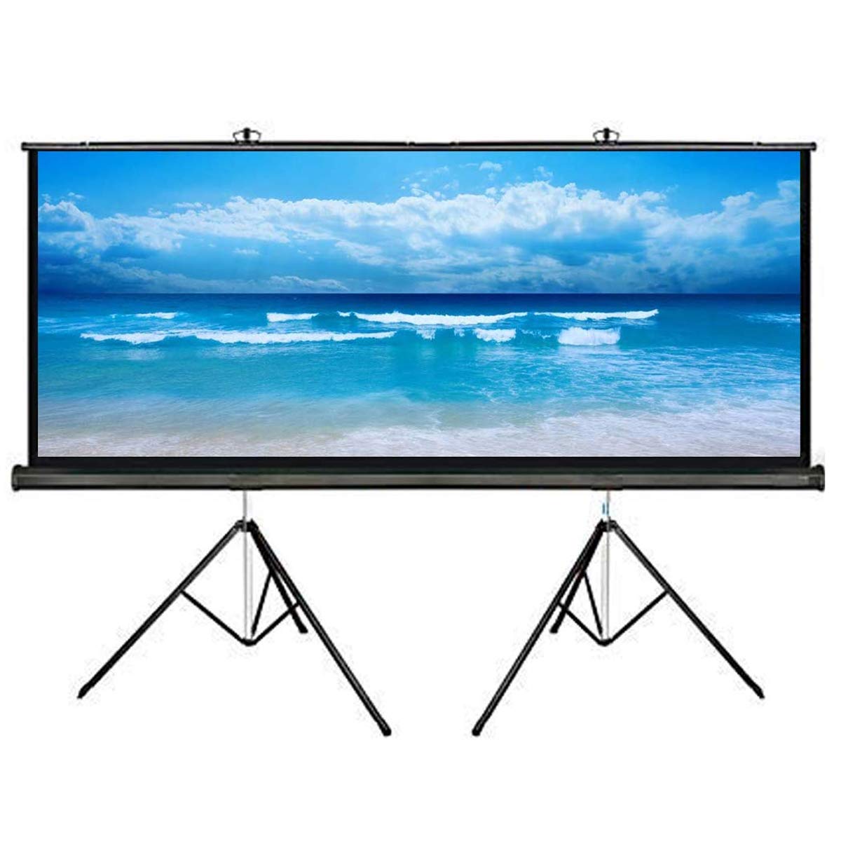 MOIZ Double Tripod Stand Projector Screen Size (10 ft. (Width) x 8 ft. (Height) - 150" inch) Diagonal in 4:3 Aspect Ratio Supporting Remode Control Active 3D, 1080P, Ultra 4K, Technology, Ultra HD