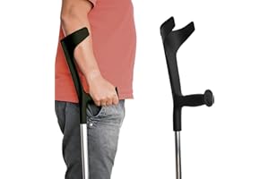 ‎ORTONES ORTONES - Krücken Paar Schwarz, Orthopädische Gehhilfen für Senioren, Verstellbar mit Praktischem Clip, Aluminium-Unterarmgehstützen, X2 Stück