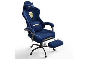 Ferghana Sedia da Gaming Ergonomica con Massaggio,Sedia Gaming in Velluto,Sedia da Ufficio con Cuscino Primaverile,Poggiatesta,Braccioli, Schienale Regolabile 90-135°,Poltrona Ufficio,Blu Scuro