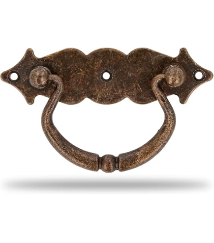 Maniglia Per Mobili Amig Modello 1005 - Verticale 28x80 Mm, In Acciaio Con Placca Puntinata, Finitura Cuoio, Stile Rustico