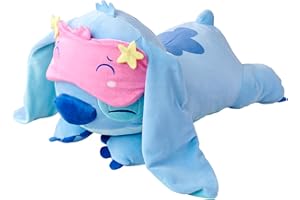 Simba – Peluche Disney Stitch Dormilón, 40 cm con Antifaz Rosa, posición acostado, Ultra Suave, Desde los Primeros Meses (6315870576)