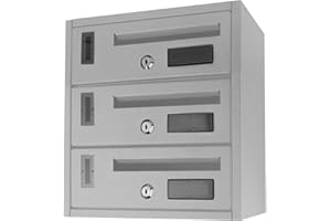 La zappa Cassetta postale condominiale da muro buca lettere componibile "Made in Italy" (Argento, 3 Posti)