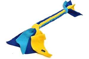 DogDirect London, DOG TUG TOY Tugger Tug Chase Rope SMALL: 45cm/17in, LARGE: 75cm/29in, Soft plaited Flexible FLEECE DOG TOYS Ideal FOR TRAINING, PUPPY PLAY, HAND MADE (Large, Blue) KAL2