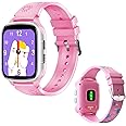V Vikusha GPS Smart Watch for Kids,1.69" 4G SIM Call Heart Rate SOS Face Recognition School Mode IP67 Waterproof Compatible with Android iOS For School Kids VB1 (Pink)