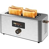 Cecotec Vertikaler Toaster 2 Extra lange Schlitze Touch&Toast Extra Double. 1500 W 4 Brotscheiben Extra Breite Schlitze 35 cm Touchscreen und digitales Rad Edelstahl-Finish