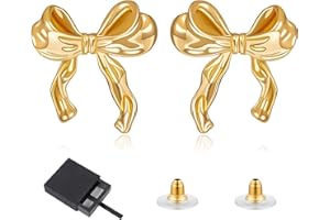QUANMAITONG Bow Earrings Gold，Goldene Ohrringe Damen，Schleifen Ohrringe Schleifen Schmuck Frauen，Earrings for Women Clean Girl Aesthetic