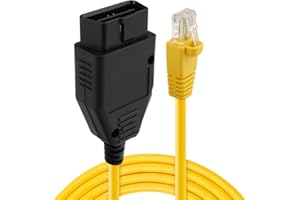 QKHCABLE OBD to Ethernet Cable for BMW 1.8M ENET OBD2 Interface RJ45 Cable, Coding F-Series Programming Modules Hiding Diagnosis ENET Data Line E-sys Icom for OBDII Connector Wire Adapter Tools, Yellow
