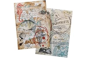 Ideen mit Herz Lot de 2 feuilles de papier de riz | Papier de découpage élégant | DIN A4 | 2 designs différents | Vintage, Noël, etc. (Nostalgie 06)