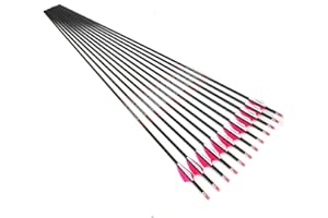 ACCMOS Diamètre Intérieur 4.2mm .165" Longueur Personnalisée Flèche Carbone 22-32 Pouces Spine 1000 pour Entraînement Chasse avec Encoche Rotative pour Arc à Poulies et Arc Classique Adulte Jeunesse 12pcs