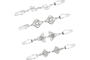 AINIUNIU 4 Pezzi Clip per cardigan Maglione, Nylon colletto cardigan Clip per Cardigan a catena per Abbigliamento Camicetta Abiti Sciarpa, Foulard Maglione per Elasticizzato Vintage Scialle Clip