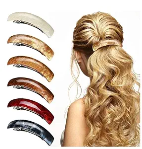 4 Pieces Hair Barrettes for Women Hair Clips Womens Hair Accessories Large French Hair Pin Retro Hair Clasp, 6 Colors (Classic Pattern)