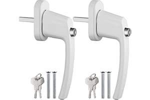 AUTOUTLET Poignées de Fenêtre Verrouillables avec Bouton Poussoir 2PCS Poignée de Fenêtre de Sécurité en Aluminium Enfants Serrure de fenêtre Longueur de Tige 35mm Poignées de Porte Balcon(Blanc)