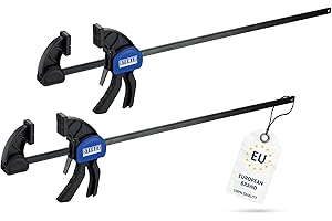 STROXX® 2x Einhandzwinge |Spannweite: 450mm| Klemmkraft je Zwinge: 159 Kg | Schraubzwinge | Spanner | Zwinge | Einhandzwinge | mit Gummipads und Quick Release Funktion