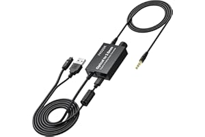PROZOR Convertisseur SPDIF Optique vers 3.5mm avec Amplificateur Audio 192kHz/24bit Compact Plug and Play pour Casque TV et Enceintes