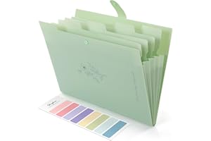 SKYDUE Document Organiser, A4 Expanding File Folder, Colored Plastic Folders,Sturdy and Protective File Storage to Organise Paperwork, Receipts, Invoices, Bills, Documents(Green)