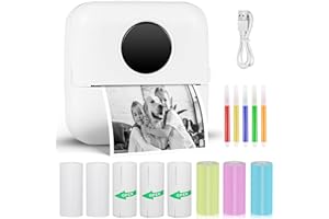 GuKKK Mini Stampante Fotografica, Mini Stampante Termica,Stampante Fotografica Istantanea Portatile, Mini Stampante Termica Bluetooth con Ricarica USB Stampante, per Note, Diario, Elenco (Bianco)