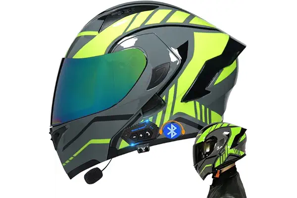 CNNGU Casco De Moto Modular Bluetooth Integrado, con Doble Visera Cascos De Motocicleta, Casco Integral ECE Homologado, para Mujeres Y Hombres, Transpirable Y Cómoda