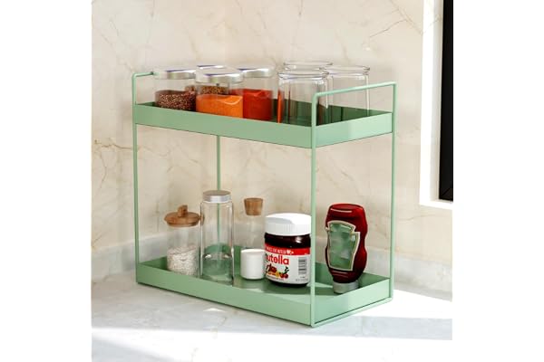 WonderStand Metal NOVA (Pistachio Green) 2-Tier Countertop Multipurpose Organizer Tiered Shelf Storage Rack, Counter Top Organiser Storage Shelf for Home Kitchen and Bathroom