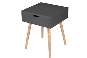 EUGAD Comodino con Cassetto Tavolino Piccolo da Salotto Moderno Gambe in Legno Organizzatore da Letto Grigio scuro 0080ZZ