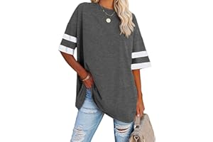 Famulily Women's Casual Round Neck Half Sleeve T Shirt Ladies Comfy Oversized Baseball Tshirts Color Block Tunic Tops