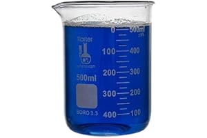 500ml Beaker, Low Form Griffin, Borosilicate 3.3 Glass, Double Scale, Graduated, Karter Scientific 213D26 (Single)