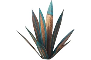 YIWOYI Adornos de metal para jardín de plantas de agave, arte de metal, 9 hojas, tequila, escultura rústica, óxido, jardín, patio, estatuas de arte, manualidades, decoración del hogar (azul, 65 cm)