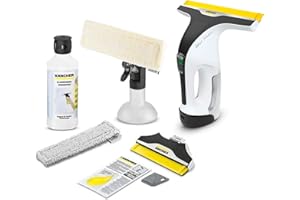 APH REINIGUNGSTECHNIK Kärcher WV 7 Signature Line Cordless Window Vacuum Cleaner - Window Cleaner with 100 Min Battery Life, LED Display, 2 Suction Nozzles, Spray Bottle, Microfibre Covers, Dirt Scraper & 500 ml Cleaner