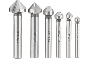 Countersink Bit Set NORTOOLS 6PCS HSS High-Speed Steel 90° 3-Flute DIN335C Chamfering Tool – Professional Metal & Plastic Countersinking Kit (6.3-20.5mm) for Stainless Steel, Iron, Aluminum, Copper ﻿