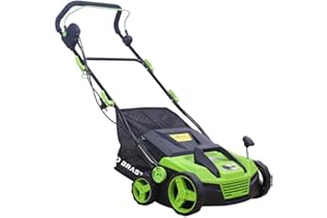 BRAST scarificateur électrique 1500-1800W largeur de trav 32-40cm, 2en1 rouleau scarificateur et aérateur bac -60l jusqu'à 1.000m² confortable à manier émousseur gazon - scarificateur gazon électrique