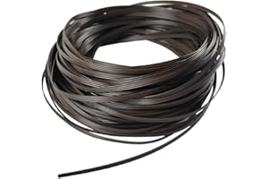 FEYART Mimbre plano de plástico de ratán PE para silla reclinable, mesa de café, reparación de muebles de patio, maceta DIY (cuatro líneas/negro y café/8 x 1,4 mm)