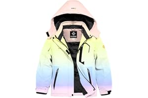 GEMYSE Veste de Ski Imperméable de Montagne pour Fille Manteau d'hiver Extérieur en Polaire Coupe-Vent avec Capuche