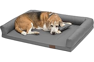 Juelle Ortopedyczne Legowisko dla Średniego psa, ergonomiczny materac z bokami dla średnich psów, Zdejmowany pokrowiec, możliwość prania w pralce, Lucky M-XXL (rozmiar: M - 100x75 cm, Ciemny Popiel)