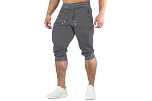 EKLENTSON Mens Shorts 3/4 Joggers Running Shorts Summer below Knee Training Shorts with Zip Pockets