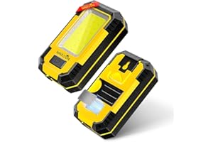 WARSUN LED Linterna Taller Recargable Portátil Linterna de Trabajo con Base Magnética y Gancho 30 W 1200 lúmenes Súper Brillante para Reparación, Amarillo