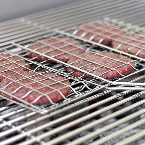 Rustler Burger Grillwender für bis zu 6 Burgerpatties | Grillkorb ist rechteckig und mit verchromten Gitterteilen aus Metall | ergonomisch geformter Griff mit Aufhängeschlaufe - 6