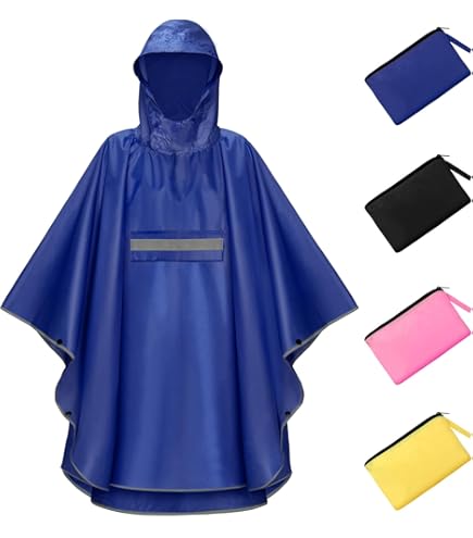 Poncho Antipioggia USA E Getta In PE - Confezione Da 10: 6 Adulti E 4 Bambini - Con Cappuccio Regolabile - Multicolore - 3