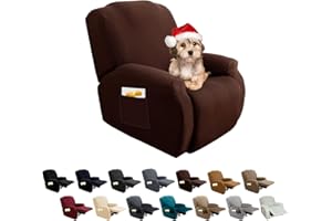 ‎FIGOOO FIGOOO Stretchhusse für Relaxsessel 4-Teilig Stretch Sesselbezug Relaxsessel mit Seitentasche Sesselschoner,Dunkelbraun