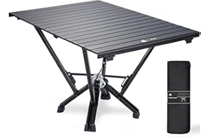 MTRVR Heat-Resistant Metal Folding Camping Table, Heavy Duty 110 Capacity, Thickened Aluminum Frame & Rubber Feet, Outdoor Portable Rectangular Table with Carrying Bag for Beach, Car Camp, Travel