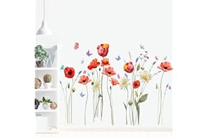 Runtoo Maki kwiaty artystyczne naklejki motyl kwiatowe naklejki ścienne do salonu sypialni wystrój