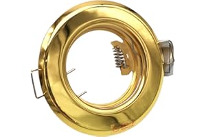 TOT ELECTRIC Portafaretto led gu10 mr16 da incasso 60 mm tondo acciaio alluminio oro bianco soffitto cartongesso (Oro Lucido)